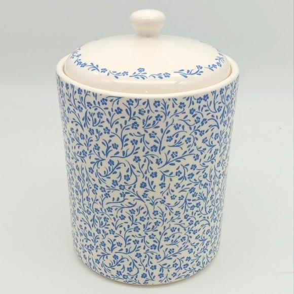 Sur la Table Earthenware Canister cream and blue floral - Picture 1 of 7